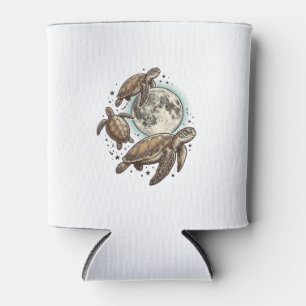 Vintage-Mond-Meeres-Schildkröten-Gravur-Shirt-Desi Dosenkühler