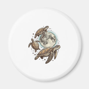 Vintage-Mond-Meeres-Schildkröten-Gravur-Shirt-Desi Magnet
