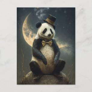Vintage-Mond-Panda-Bär Postkarte