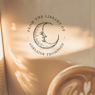 Vintage-Mond Rund aus der Bibliothek von Buch Gummistempel