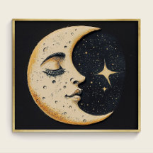 Vintage Mond - Schlafender Mond - Dunkelblau