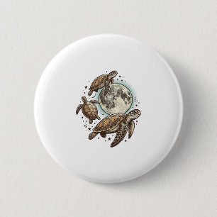Vintage-Mond-Seeschildkröte-Gravur-Shirt-Design_1 Button