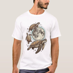 Vintage-Mond-Seeschildkröte-Stich-Shirt-Design_1 T-Shirt