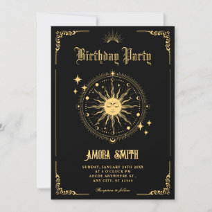 Vintage Mond Sonne Boho-Kunst-Symbol Geburtstag Einladung