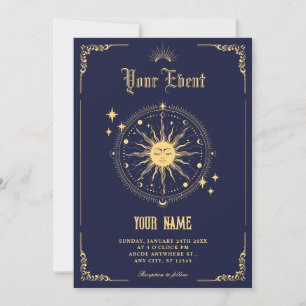 Vintage-Mond-Sonne-Boho-Kunstsymbol Einladung