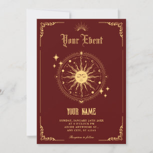Vintage-Mond-Sonne-Boho-Kunstsymbol Einladung