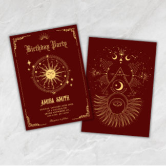 Vintage-Mond-Sonne-Boho-Kunstsymbol Geburtstag Einladung