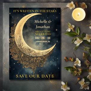 Vintage Mond, Sonne und Sterne Himmlische Hochzeit Save The Date