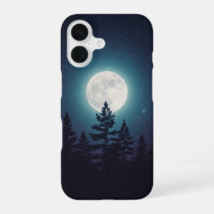 Vintage Mond über Kiefern iPhone 16 Hülle
