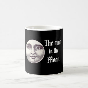 Vintage-Mondgesicht in klassischem Schwarzweiß Kaffeetasse