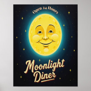Vintage-Mondlicht-Diner Poster