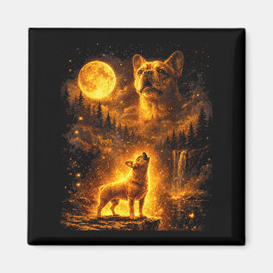Vintage Mondlicht Hund Französische Bulldogge heul Magnet