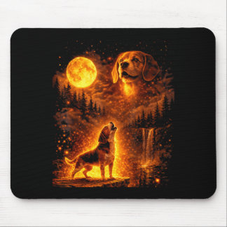 Vintage Mondlicht Hund Lustiger Beagle heult bei d Mousepad