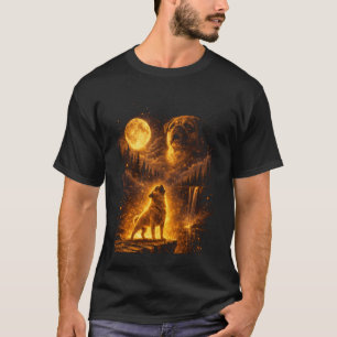 Vintage Mondlicht Hund Lustiger Pug heult bei der T-Shirt
