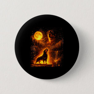 Vintage-Mondlicht-Hund lustiger Rottweiler heult Button