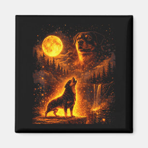 Vintage Mondlicht Hund lustiger Rottweiler heult Magnet