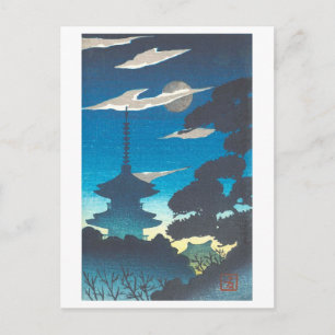 Vintage-Mondlicht-Pagode in Japan Postkarte