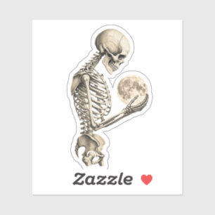 Vintage-Mondlicht-Skelett mit voller Mond-Gothi Aufkleber