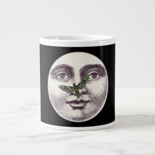 Vintage-Mondmann mit vollem Gesicht und Motte auf  Jumbo-Tasse