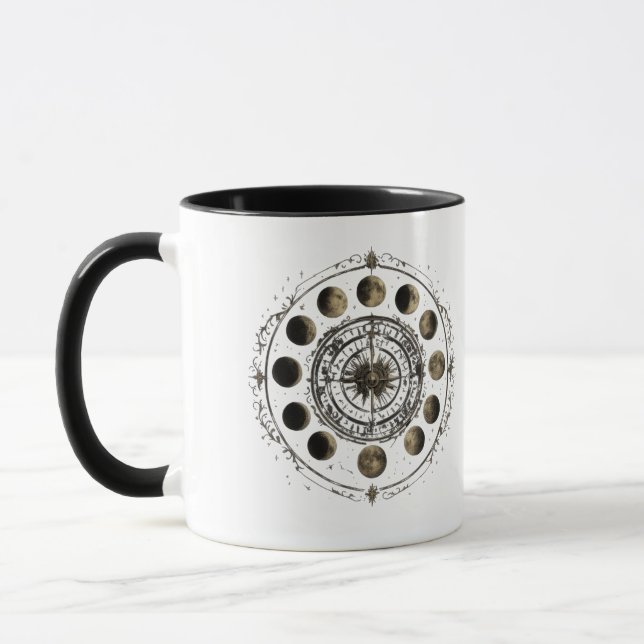 Vintage-Mondphasen-Kompass-Kaffeetasse Tasse (Links)