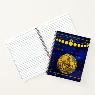 Vintage Mondphasen Saturn Jupiter Venus Notizbuch