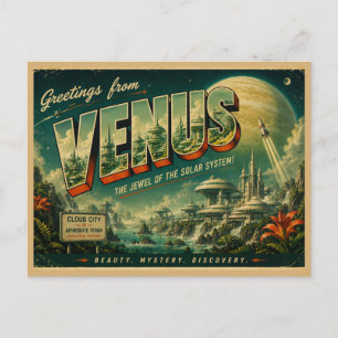 Vintage-Mondraum-Reise-Kunst Postkarte