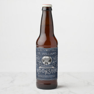 Vintage Mondschein Hillbilly-Medizin Custom Blau Bierflaschenetikett