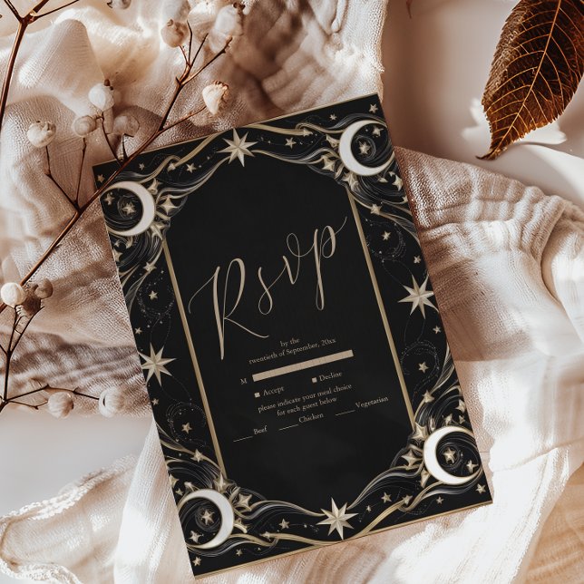 Vintage Mondstars Hochzeit RSVP Karte (Von Creator hochgeladen)