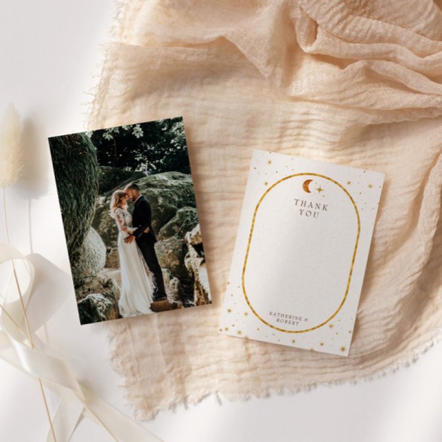 Vintage Mondstars Hochzeiten Foto Dankeskarte (Von Creator hochgeladen)