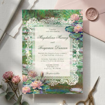 Vintage-Monet-Rosa-Seerosen-Spitzen-Hochzeit