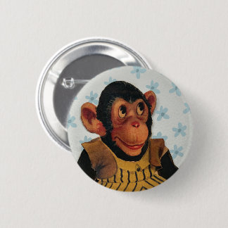 Vintage Monkey design Old Paper Doll Cartoon Button