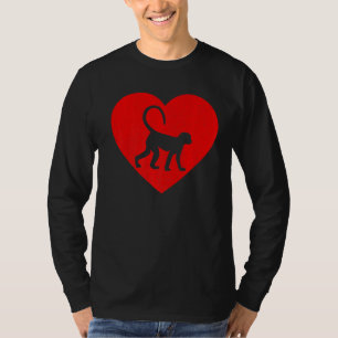 Vintage Monkey Rotes Herz Tier Valentinstag T-Shirt