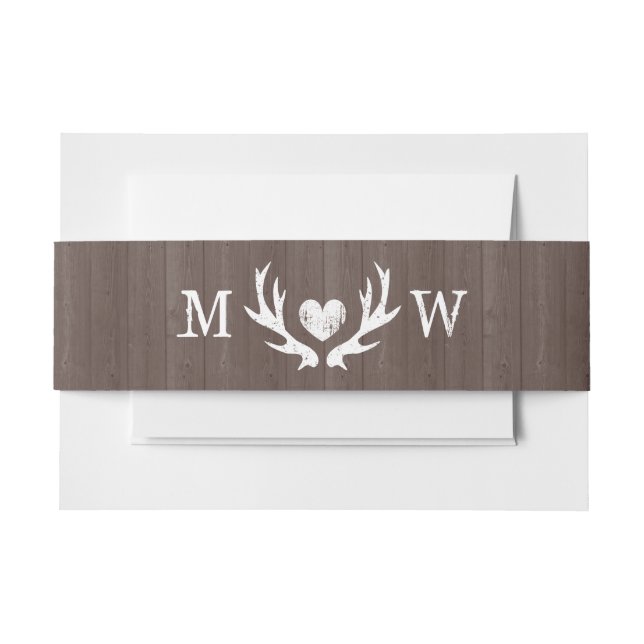 Vintage Mono-Holzkörnchen Einladungsbanderole (Vorderseite Beispiel)