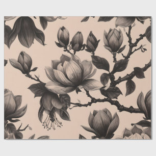 Vintage-Monochrome-Magnolien-Geschenkpapier Geschenkpapier