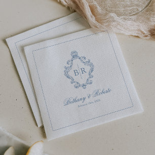 Vintage Monogram Blau Hochzeit Serviette