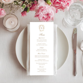 Vintage Monogram Crest Wedding Reception Menu Card Werbekarte