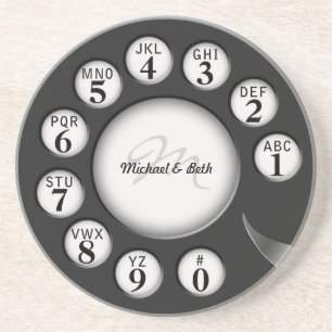 Vintage Monogram-Drehwählscheibe Getränkeuntersetzer
