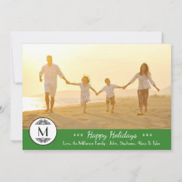 Vintage Monogram Green - Happy Holidays Card Feiertagskarte