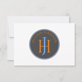 Vintage Monogram Name Logo Orange Blue Mitteilungskarte