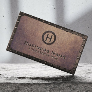 Vintage Monogram rohrförmig Metall gerahmt Visitenkarte