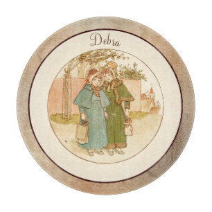 Vintage Monogram Rosa und Gelb Weiblich Schneidebrett