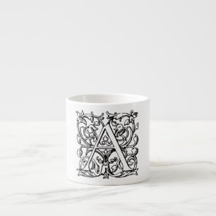 Vintage-Monogramm aus dem 19. Jahrhundert, Buchsta Espressotasse