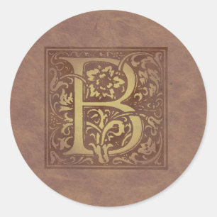 Vintage Monogramm B Runder Aufkleber