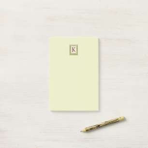 Vintage-Monogramm-Buchstabe-Blumenrahmen Art Nouve Post-it Klebezettel