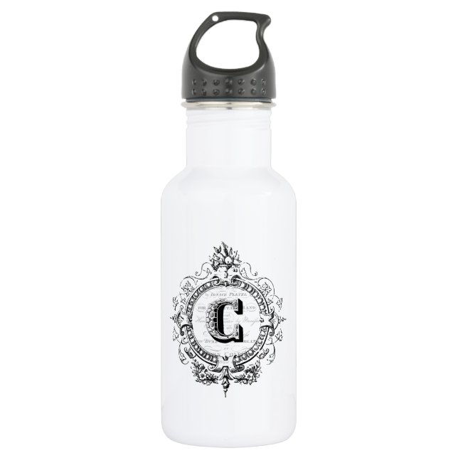 Vintage-Monogramm Buchstabe C Edelstahlflasche (Vorderseite)