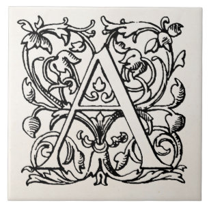 Vintage-Monogramm des Buchstabens A aus dem 19. Ja Fliese