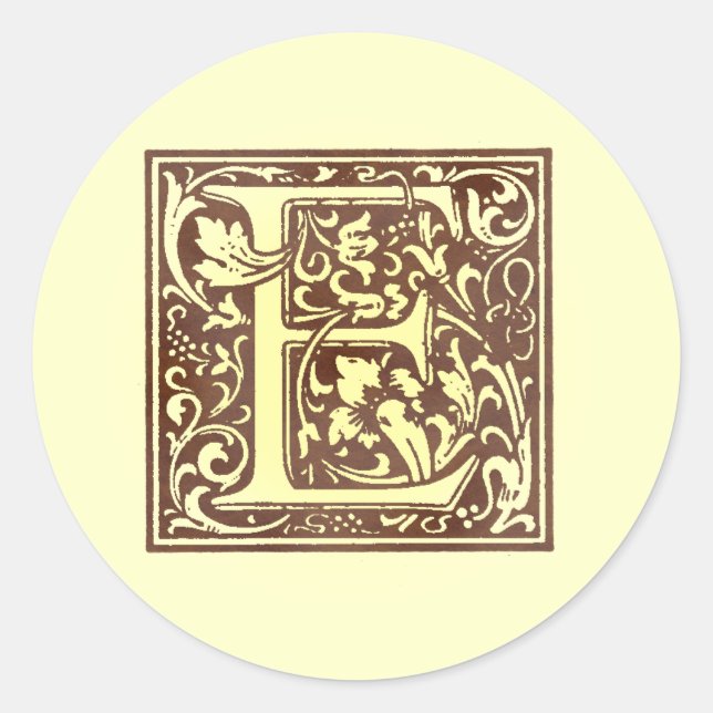Vintage Monogramm E Runder Aufkleber (Vorderseite)