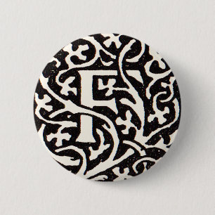 Vintage-Monogramm F Art Nouveau Buchstabe Button