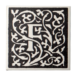 Vintage Monogramm F Art Nouveau Buchstabe Fliese