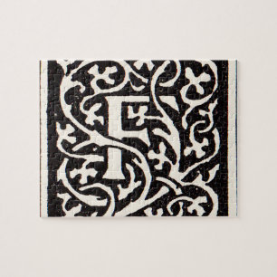 Vintage-Monogramm F Art Nouveau Buchstabe Puzzle